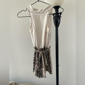 Miami Cream and Black Snake Print romper